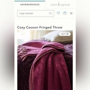 Anthropologie Cozy Cocoon Fringed Throw